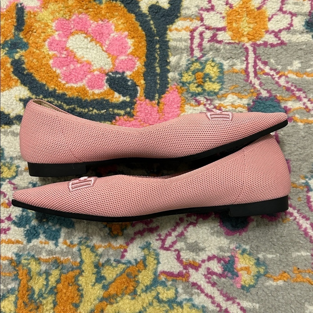 VIVAIA Pointed-Toe Flats Ena 2.0 Pink Embroidered Horsebit Size EU 37, US 6.5 - Picture 6 of 16